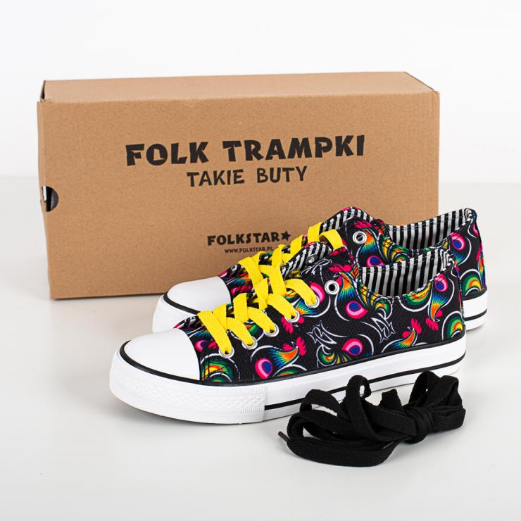 folk roosters sneakers with yellow laces