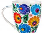 folk white mug decorated with lowic flowers, capacity 500 ml