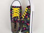folk sneakers decorated with roosters pattern