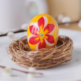 Painted wooden egg - yellow
