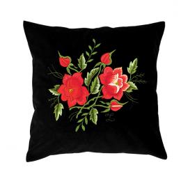 Poduszka z haftem łowickim 35x35 cm - róże czerwone