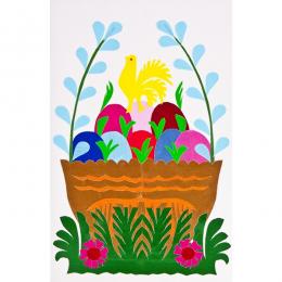 Handmade Easter card - Easter - cutout with Easter eggs in a brown basket