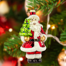 Retro bauble - Santa Claus with Christmas tree