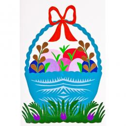 Handmade Easter card - Easter - cutout with a blue basket