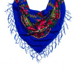 Folk scarf 120x120 cm - cornflower color