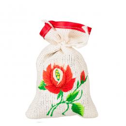 Ozdobny woreczek zapachowy z haftem ludowym - róża czerwona
