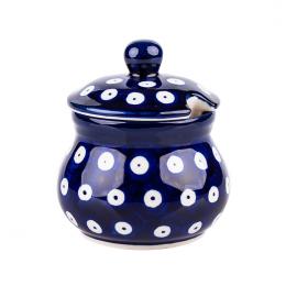 Sugar bowl - Bolesławiec ceramics - polka dots