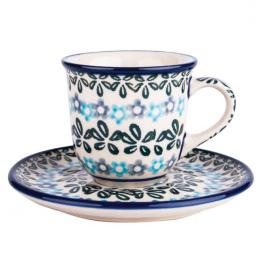Espresso cup - Bolesławiec ceramics - Flower rosette