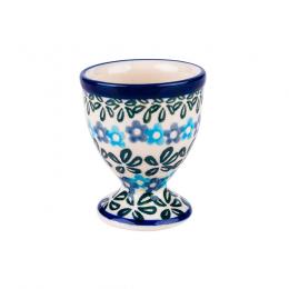 Egg cup made of traditional Bolesławiec pottery - a pattern with a floral rosette