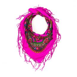 Folk scarf 70x70 - magenta color