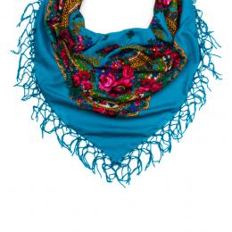 Folk scarf 120x120cm - blue