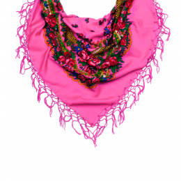 Folk scarf 120x120 cm - pink