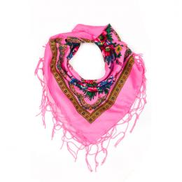 Folk scarf 70x70 - pink