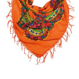 Folk scarf 120x120 cm - orange