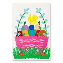 Handmade Easter card - Easter - cutout with Easter eggs in a pink basket