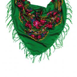 Folk scarf 120x120cm - green