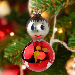 Retro bauble - Red doll with a scarf