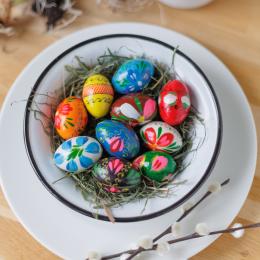 Jajko drewniane malowane małe - mix - 10 sztuk