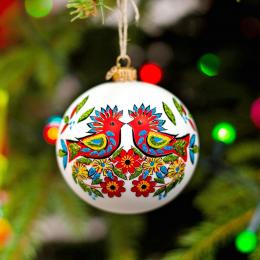 Glass Christmas tree bauble - hoopoes from Kurpie