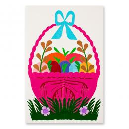 Handmade Easter card - Easter - cutout with a pink basket