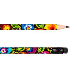 Pencil with eraser - black Łowicz