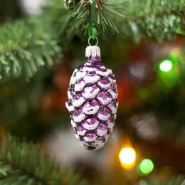 Retro frosted pine cone-shaped bauble - violet