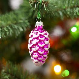 Retro frosted pine cone-shaped bauble - pink
