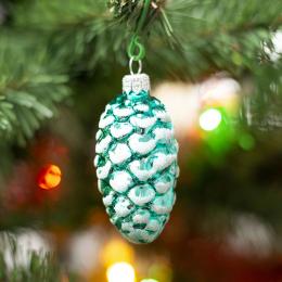 Retro frosted pine cone-shaped bauble - turquoise