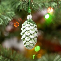 Retro frosted pine cone-shaped bauble - green