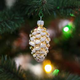 Retro frosted pine cone-shaped bauble - gold