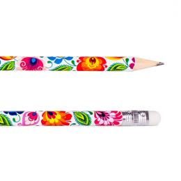 Ołówek z gumką - łowicki biały