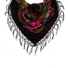 Folk scarf 120x120cm - black