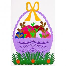 Handmade Easter card - Easter - cutout with a purple basket