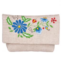 Linen clutch bag - Kashubian embroidery
