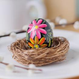 Jajko drewniane malowane - czarne