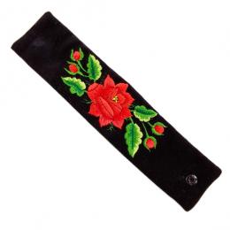 Bransoletka haftowana - z czerwoną różą