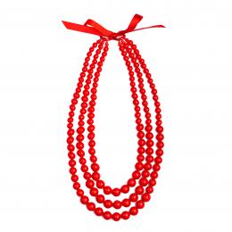 Long red folk beads - triple (female)