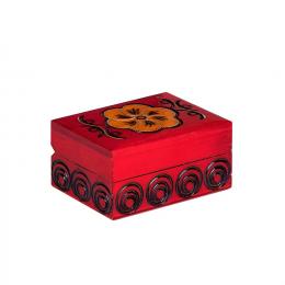 Drewniana kasetka góralska - czerwona 8cm