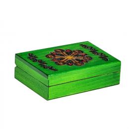 Drewniana kasetka góralska - zielona 13cm