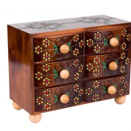 Wooden highlander chest of drawers with six drawers - brown