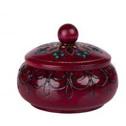 Wooden highlander casket - cherry colour, round, 10 cm