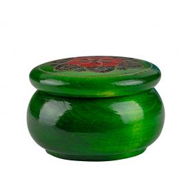 Wooden highlander casket - green, round, 10 cm