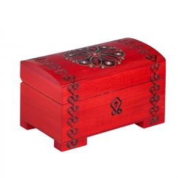 Drewniany kuferek na nóżkach - czerwony 14cm