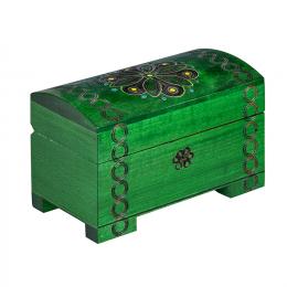 Drewniany kuferek na nóżkach - zielony 14cm