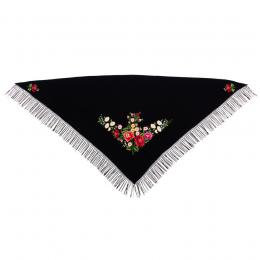 Lowicz scarf with embroidered flowers 125x195 cm - large