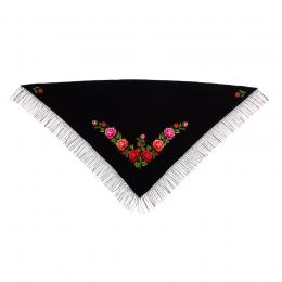 Embroidered scarf with red and pink roses 125x195 cm - large