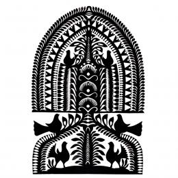 Large leluja Kurpie cutout - design 10 - black