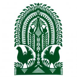 Duża wycinanka kurpiowska leluja - wzór 1 - zielona