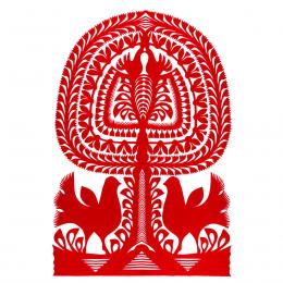 Large leluja Kurpie cutout - design 13 - red