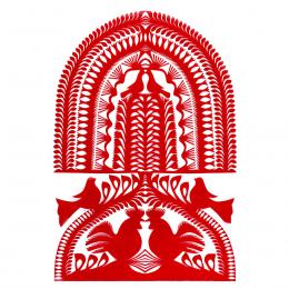 Large leluja Kurpie cutout - design 14 - red